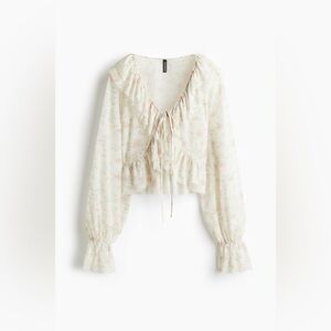 NWT H&M Divided Ruffle-Trimmed Mesh Blouse